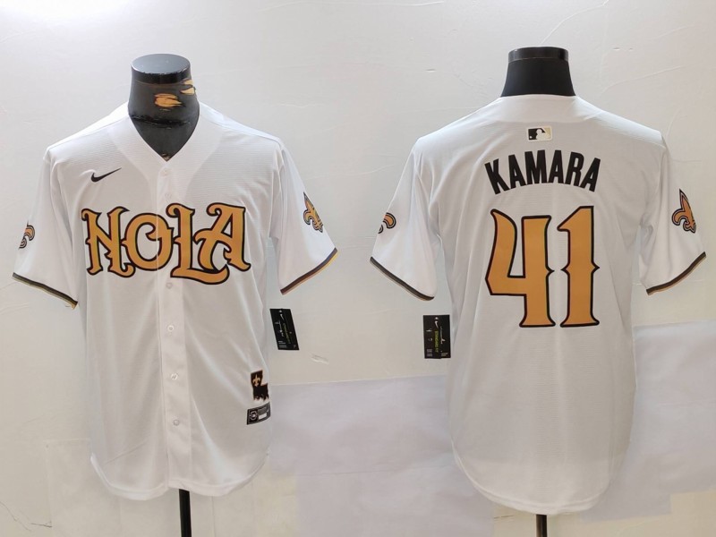 Men's New Orleans Saints Alvin Kamara #41 White Jersey